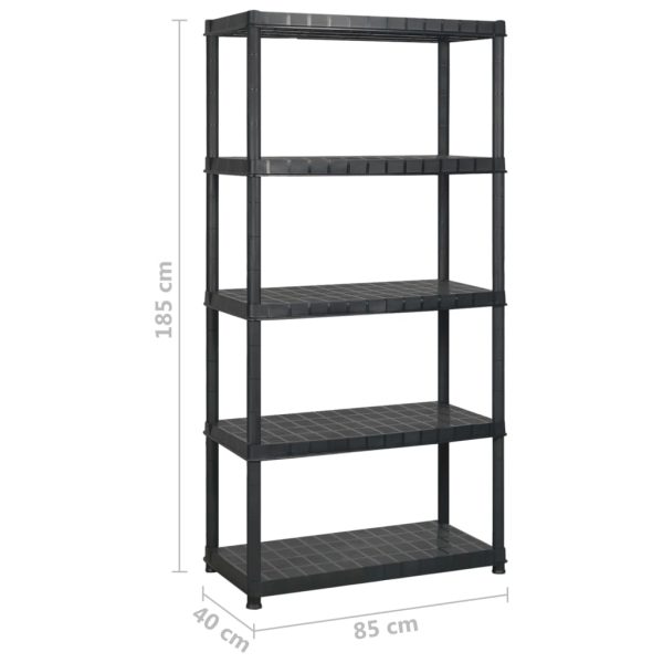 Scaffale A 5 Ripiani Nero 170x40x185 Cm In Plastica - Image 6