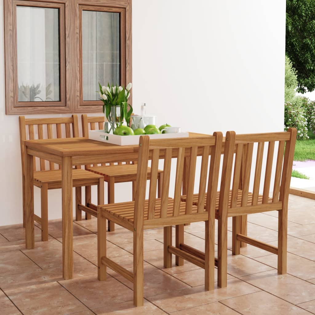 Set Da Pranzo Per Esterni 5 Pz In Legno Massello Di Teak