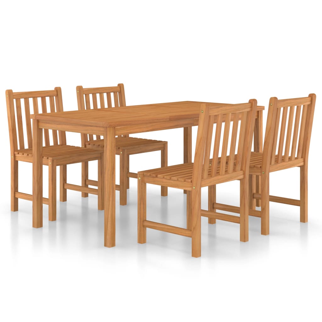 Set Da Pranzo Per Esterni 5 Pz In Legno Massello Di Teak - Image 2