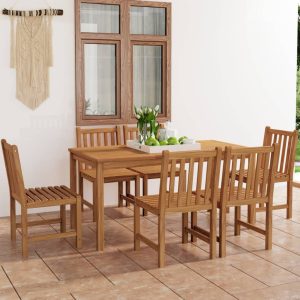 Set Da Pranzo Per Esterni 7 Pz In Legno Massello Di Teak