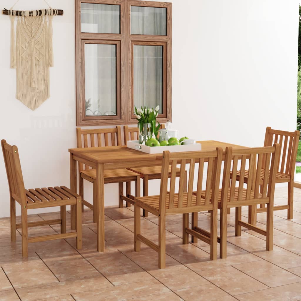 Set Da Pranzo Per Esterni 7 Pz In Legno Massello Di Teak