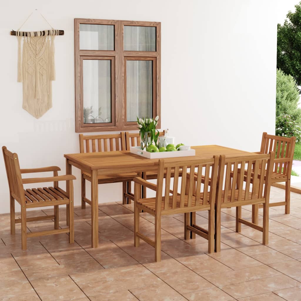 Set Da Pranzo Per Esterni 7 Pz In Legno Massello Di Teak