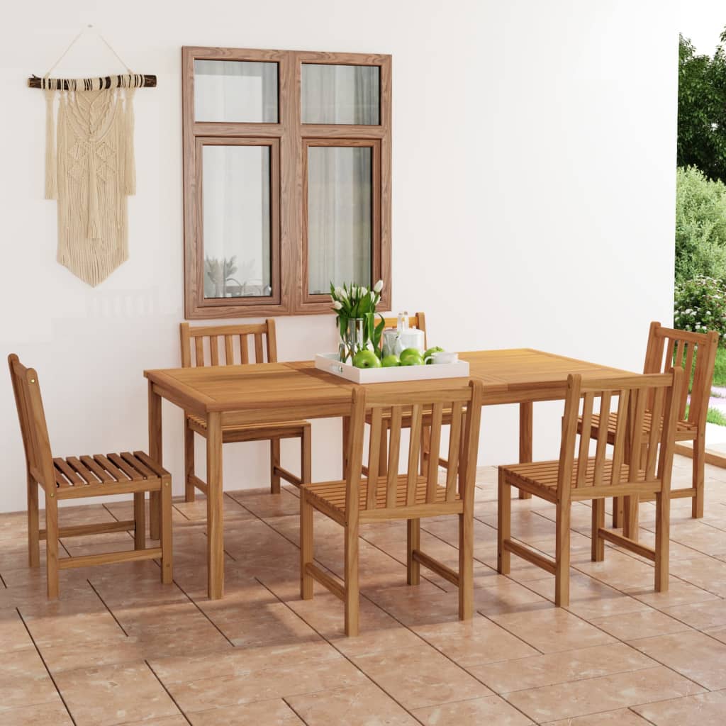 Set Da Pranzo Per Esterni 7 Pz In Legno Massello Di Teak