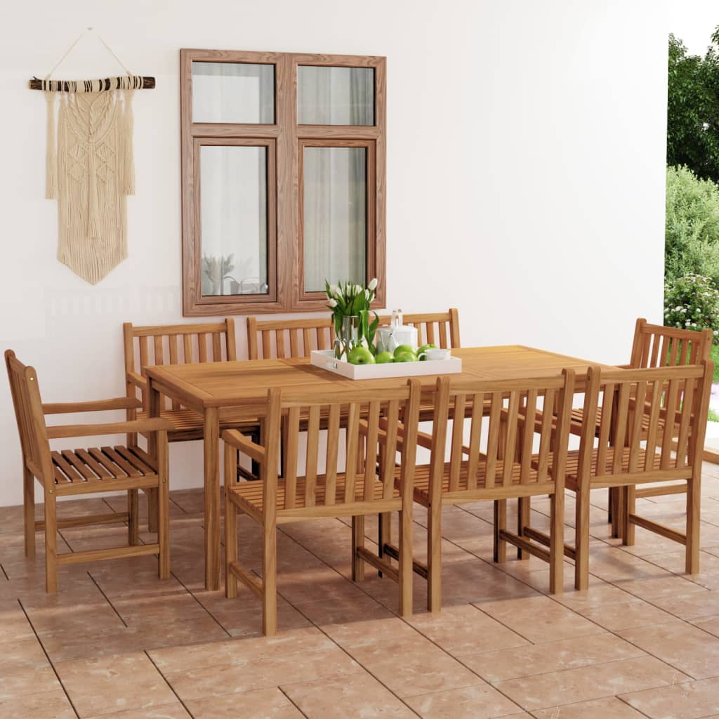 Set Da Pranzo Per Esterni 9 Pz In Legno Massello Di Teak