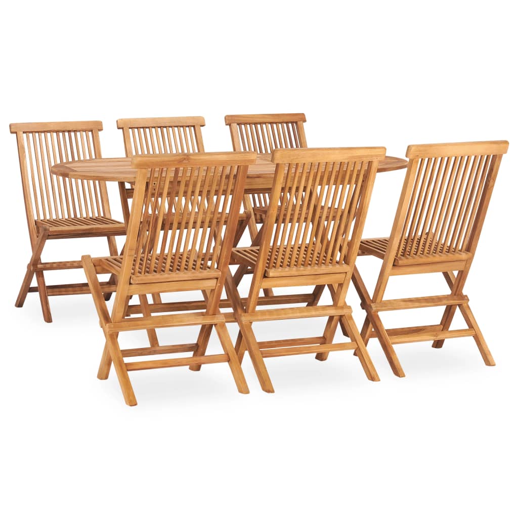 Set Da Pranzo Da Giardino 7 Pz Pieghevole In Massello Di Teak