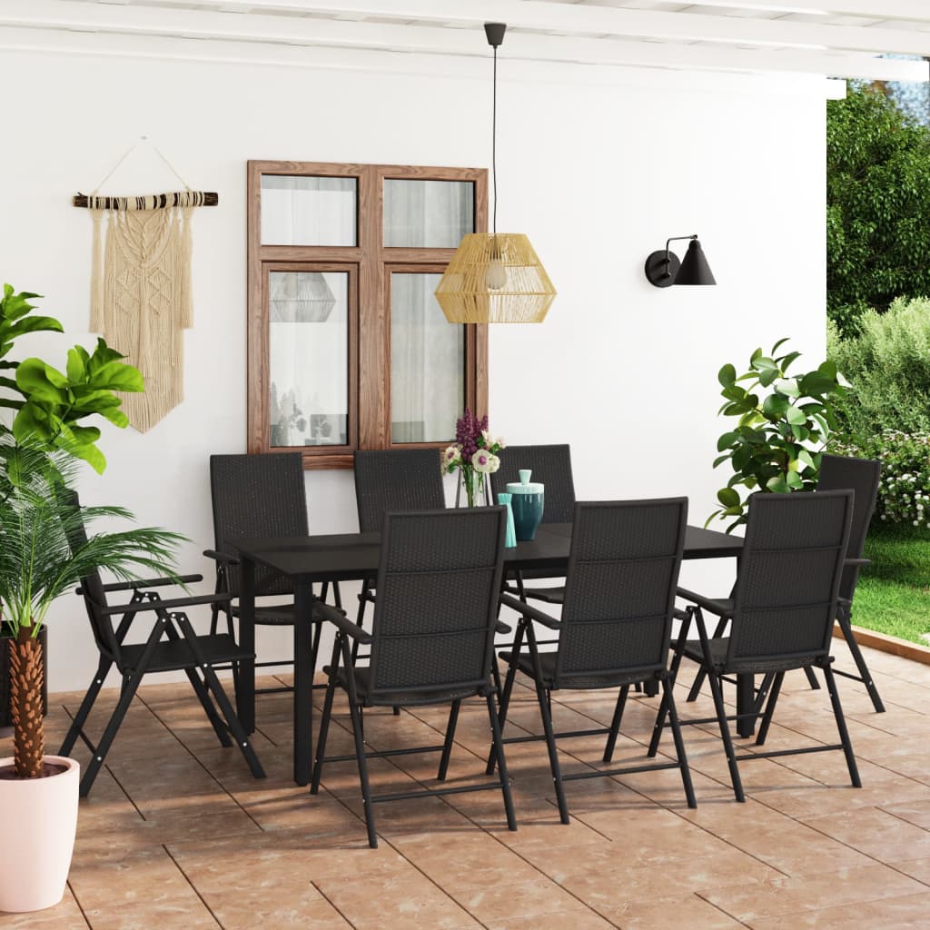 Set Da Pranzo Da Giardino 9 Pz Nero
