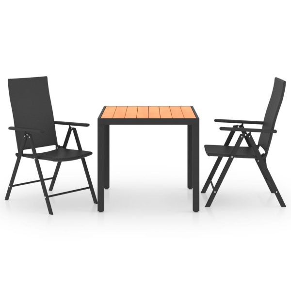Set Da Pranzo Da Giardino 3 Pz Nero E Marrone - Image 2