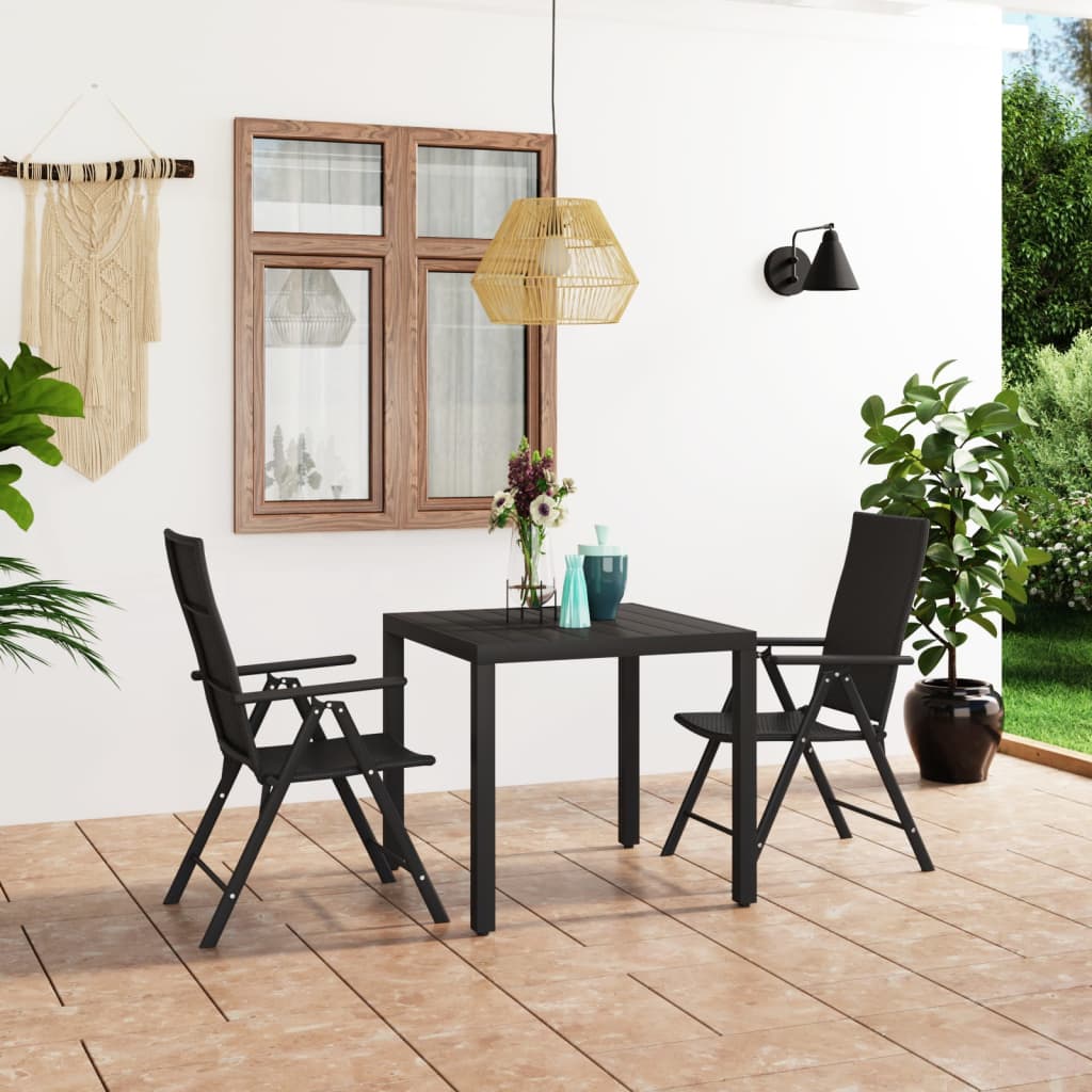 Set Da Pranzo Da Giardino 3 Pz Nero