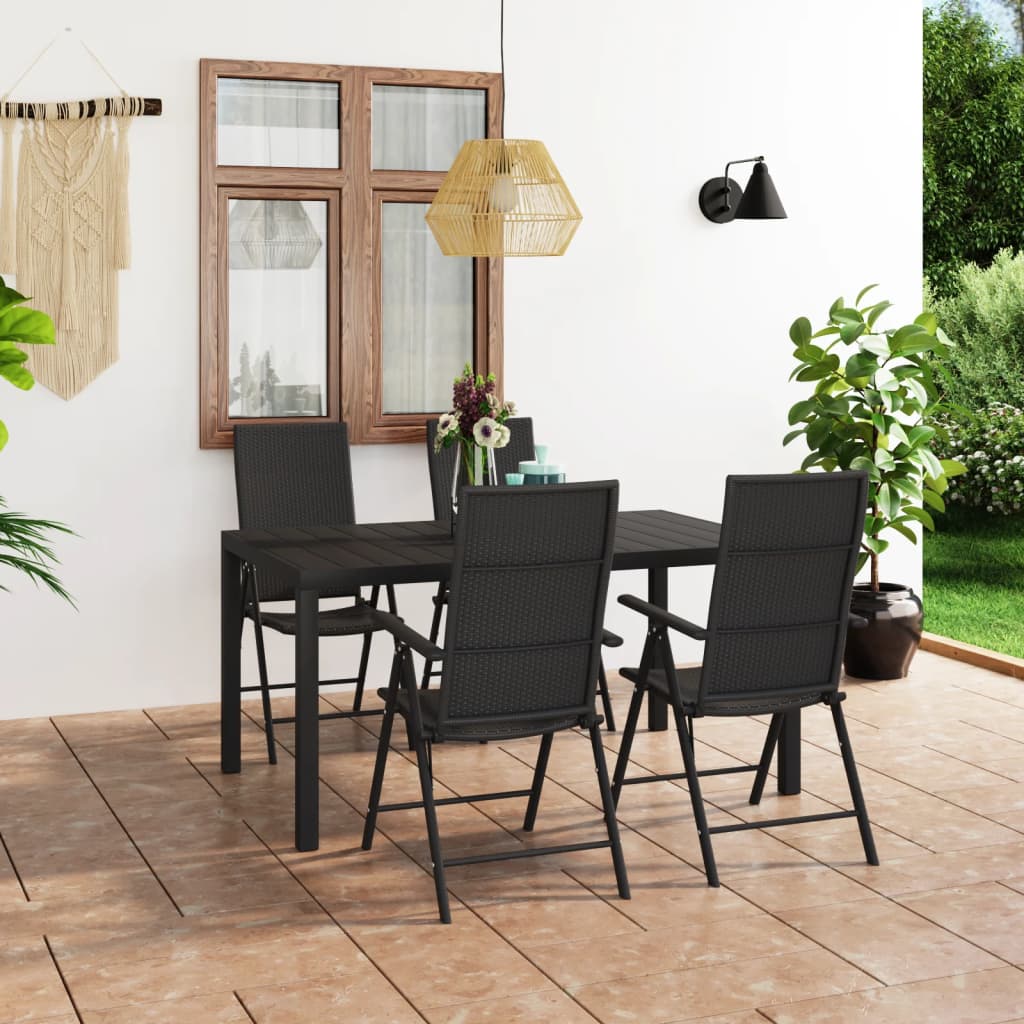 Set Da Pranzo Da Giardino 5 Pz Nero