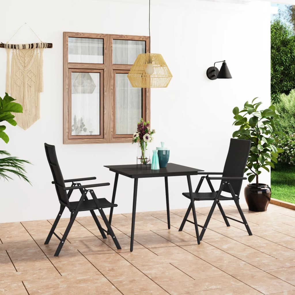 Set Da Pranzo Da Giardino 3 Pz Nero