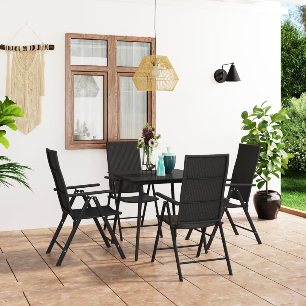 Set Da Pranzo Da Giardino 5 Pz Nero