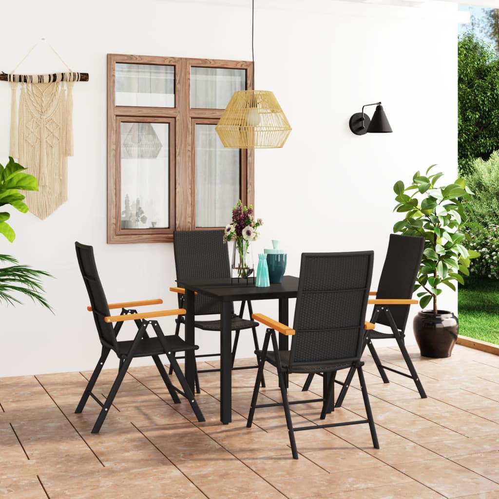Set Da Pranzo Da Giardino 5 Pz Nero E Marrone