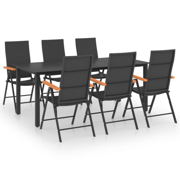 Set Da Pranzo Da Giardino 7 Pz Nero E Marrone - Image 2