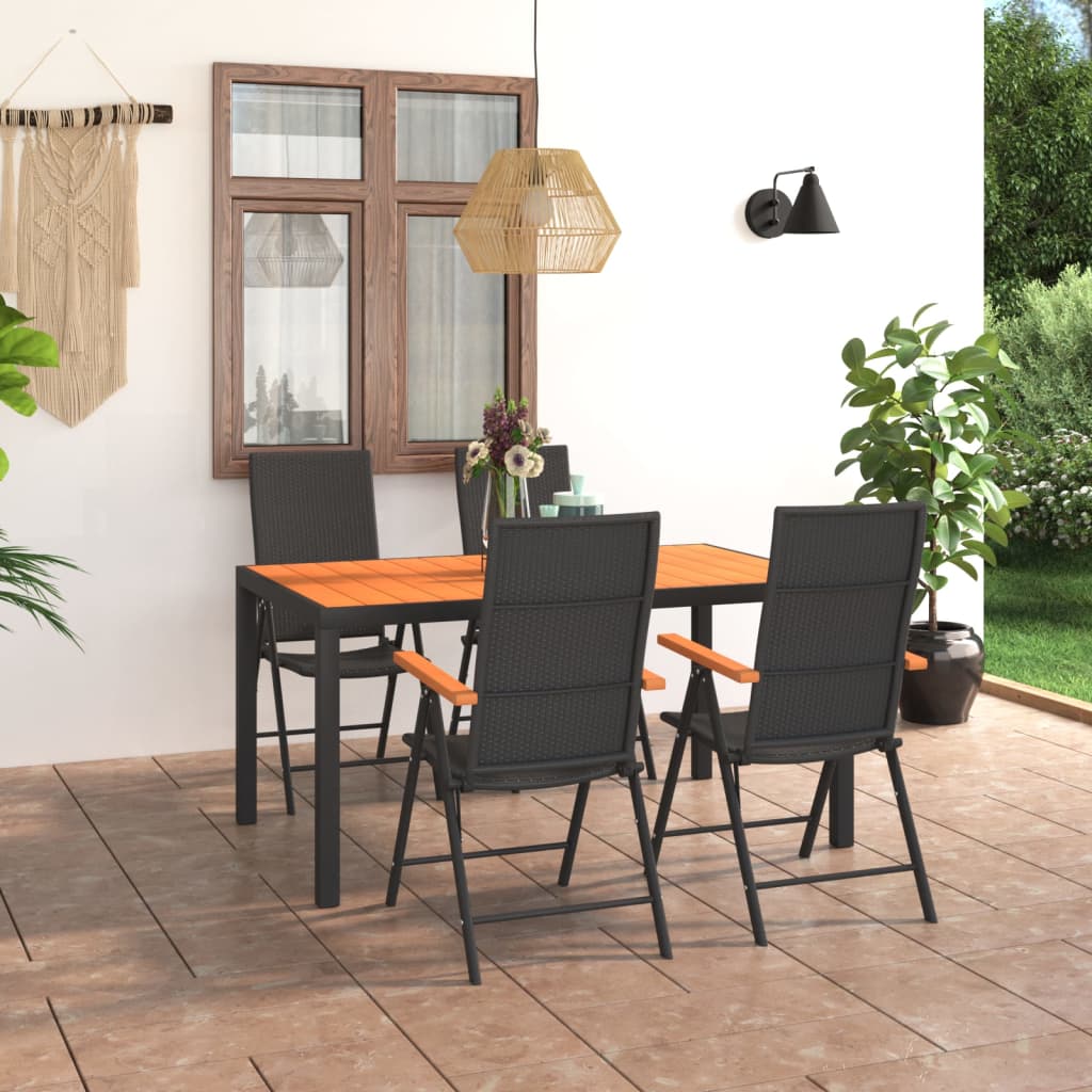 Set Da Pranzo Da Giardino 5 Pz Nero E Marrone
