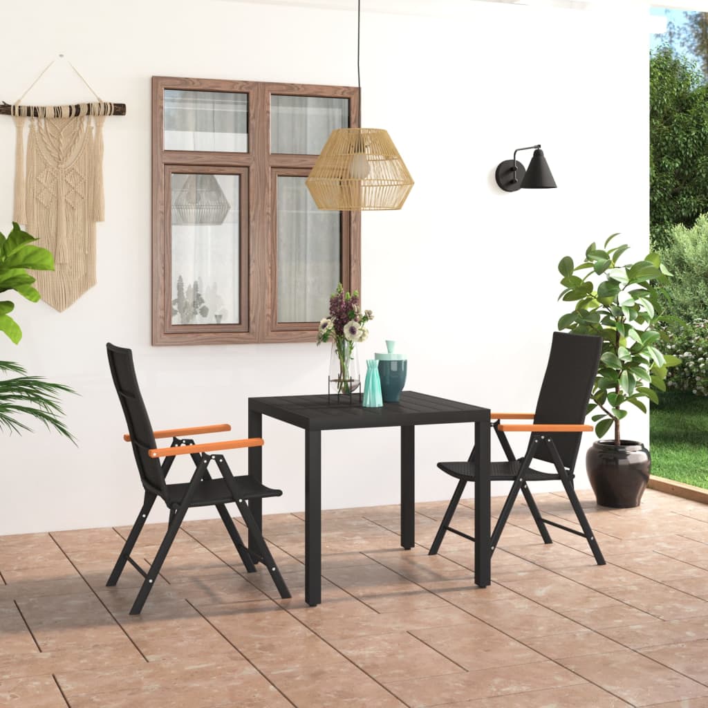 Set Da Pranzo Da Giardino 3 Pz Nero E Marrone
