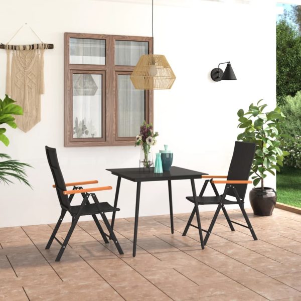 Set Da Pranzo Da Giardino 3 Pz Nero E Marrone