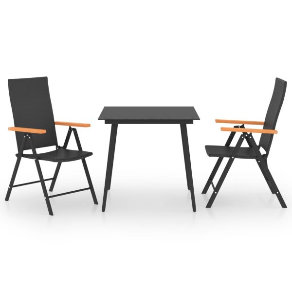 Set Da Pranzo Da Giardino 3 Pz Nero E Marrone - Image 2