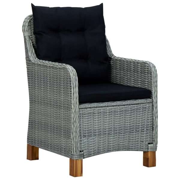 Set Pranzo Da Giardino 7pz Con Cuscini Polyrattan Grigio Chiaro - Image 3