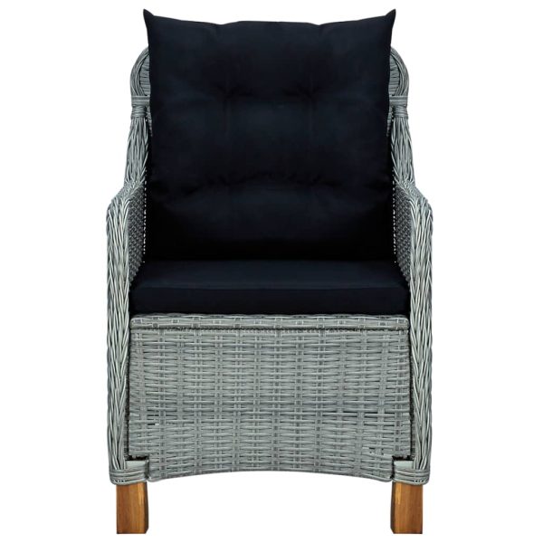 Set Pranzo Da Giardino 7pz Con Cuscini Polyrattan Grigio Chiaro - Image 5