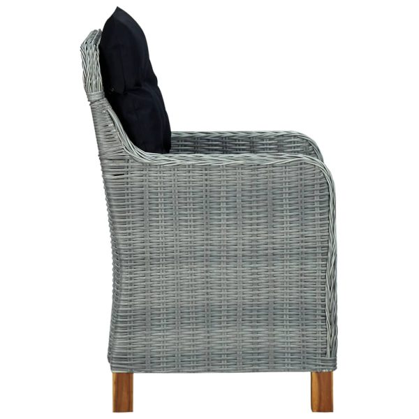Set Pranzo Da Giardino 7pz Con Cuscini Polyrattan Grigio Chiaro - Image 6
