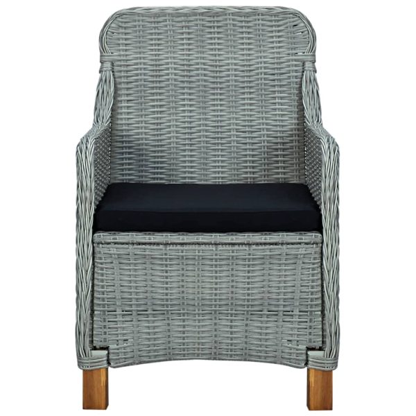 Set Pranzo Da Giardino 9pz Con Cuscini Polyrattan Grigio Chiaro - Image 5