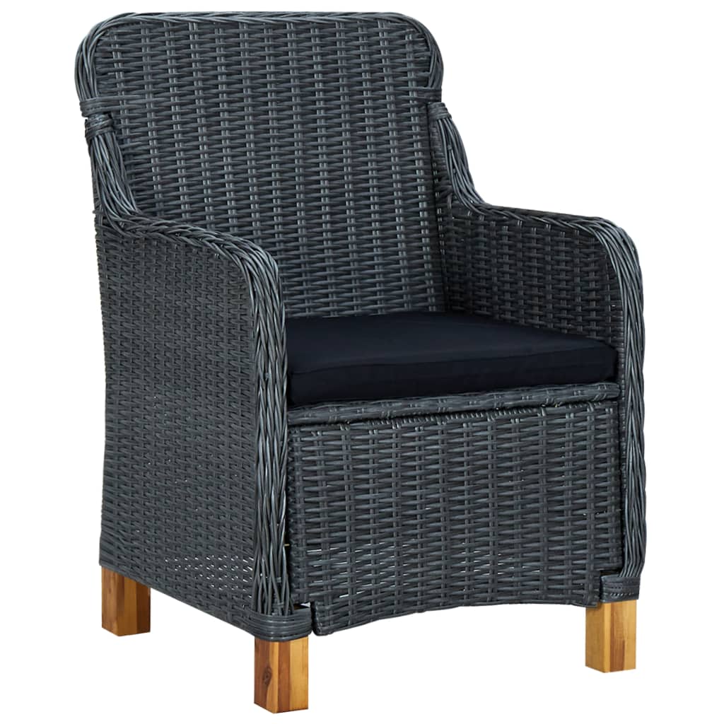 Set Divani Da Giardino 3 Pz Con Cuscini Polyrattan Grigio Scuro - Image 3