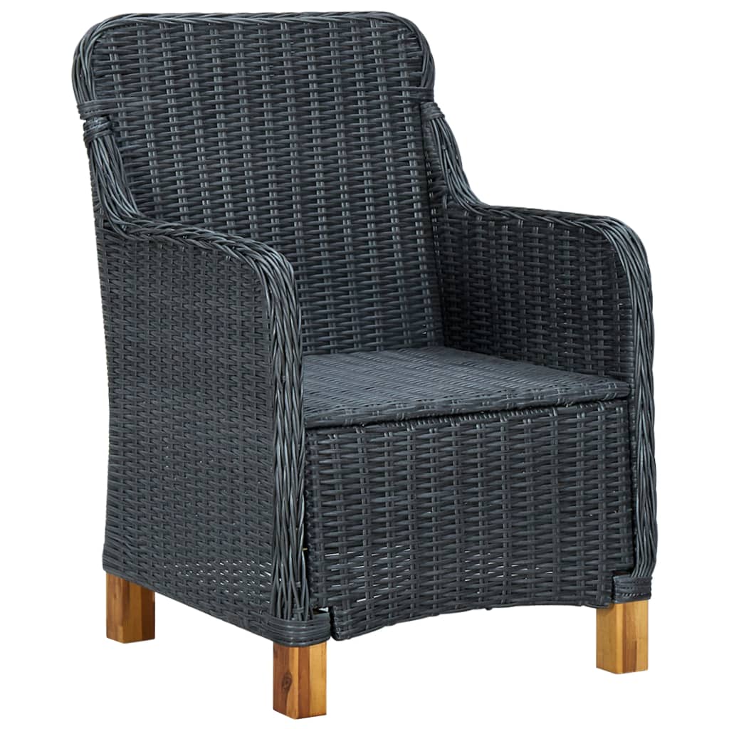Set Divani Da Giardino 3 Pz Con Cuscini Polyrattan Grigio Scuro - Image 4