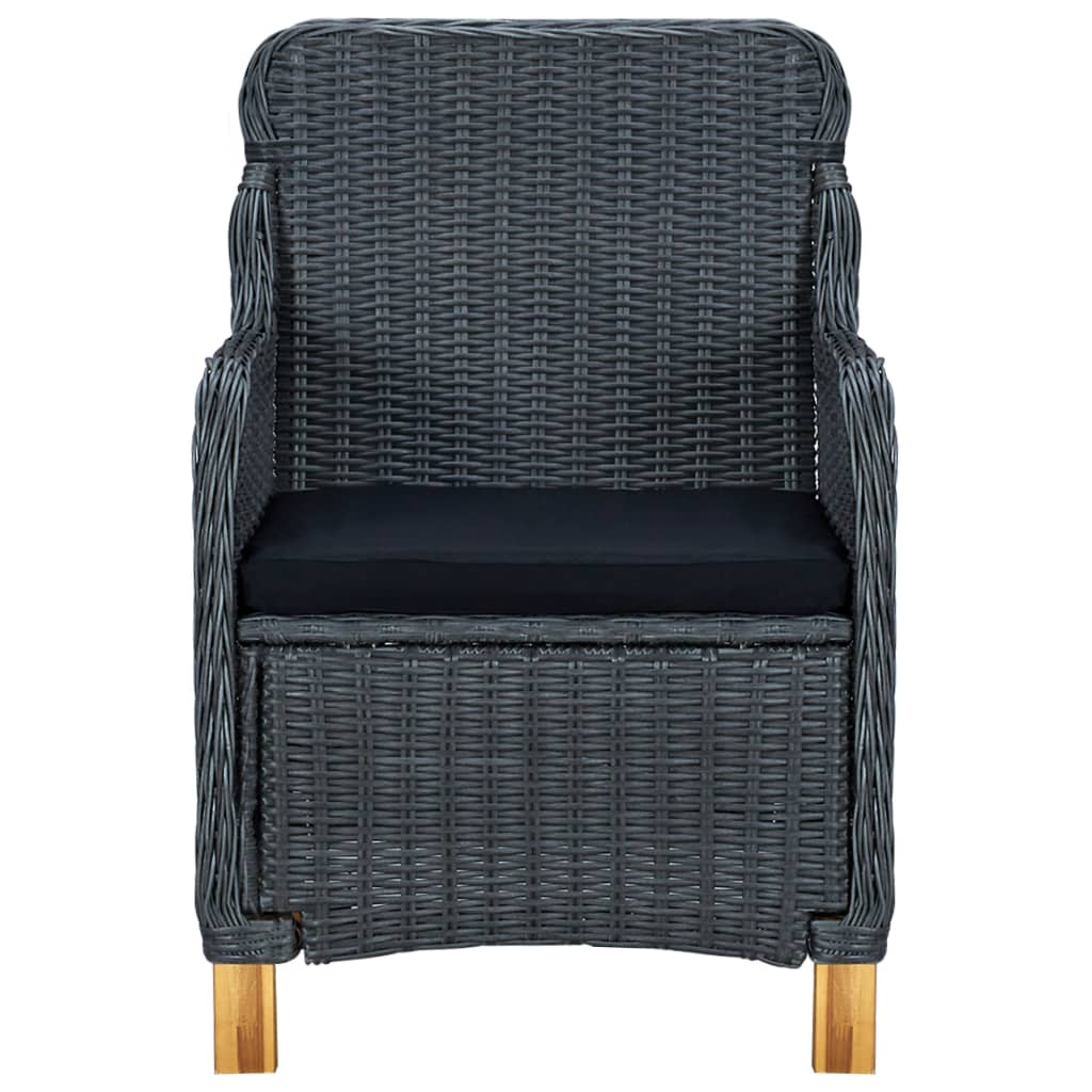 Set Divani Da Giardino 3 Pz Con Cuscini Polyrattan Grigio Scuro - Image 5