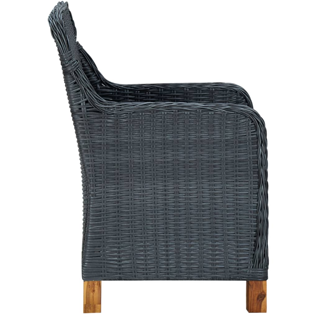 Set Divani Da Giardino 3 Pz Con Cuscini Polyrattan Grigio Scuro - Image 6