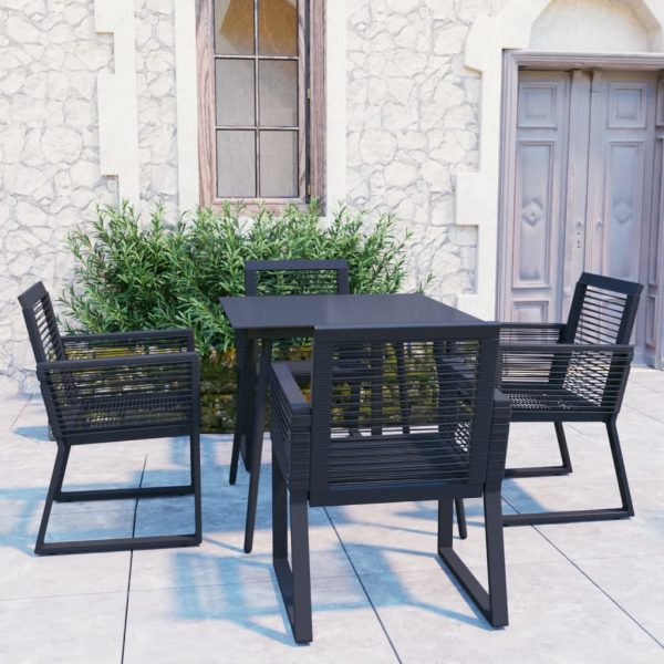 Set Da Pranzo Da Giardino 5 Pz In Rattan Pvc Nero