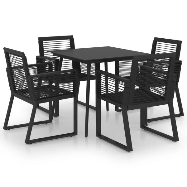 Set Da Pranzo Da Giardino 5 Pz In Rattan Pvc Nero - Image 2
