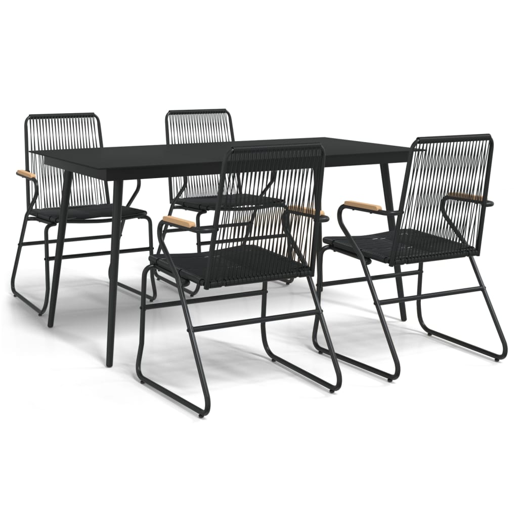 Set Da Pranzo Da Giardino 5 Pz Nero In Rattan Pvc - Image 2