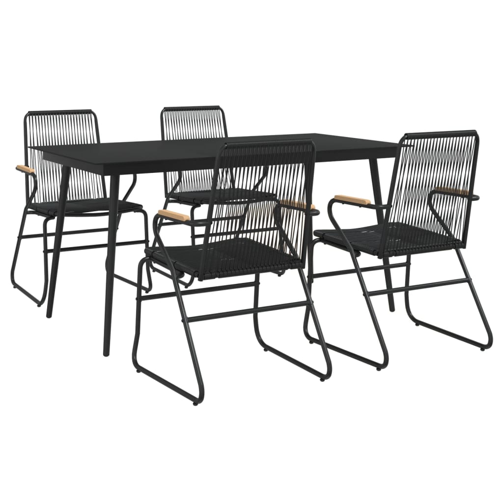 Set Da Pranzo Da Giardino 5 Pz Nero In Rattan Pvc - Image 3