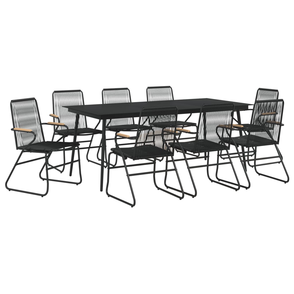 Set Da Pranzo Da Giardino 9 Pz Nero In Rattan Pvc - Image 3