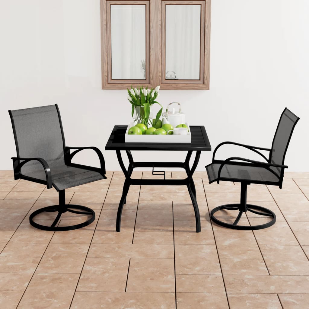 Set Da Pranzo Da Giardino 3 Pz In Textilene E Acciaio