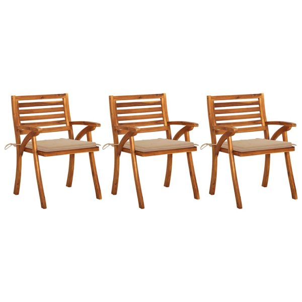 Sedie Da Pranzo Da Giardino Con Cuscini 3 Pz Massello Di Acacia