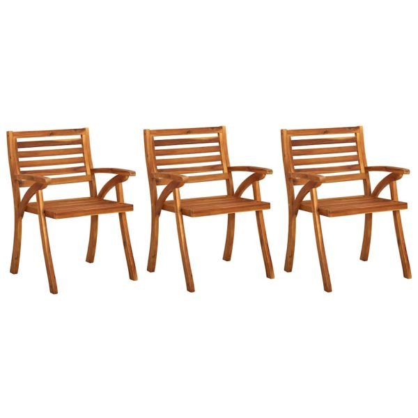 Sedie Da Pranzo Da Giardino Con Cuscini 3 Pz Massello Di Acacia - Image 2
