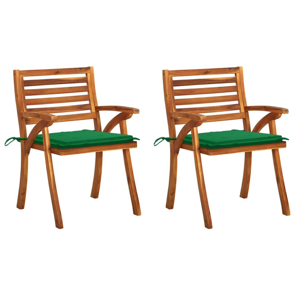 Sedie Da Pranzo Da Giardino Con Cuscini 2 Pz Massello Di Acacia