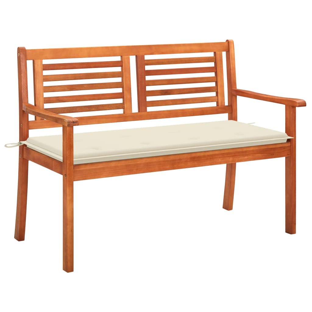 Panchina Da Giardino 2 Posti E Cuscino 120cm Massello Eucalipto