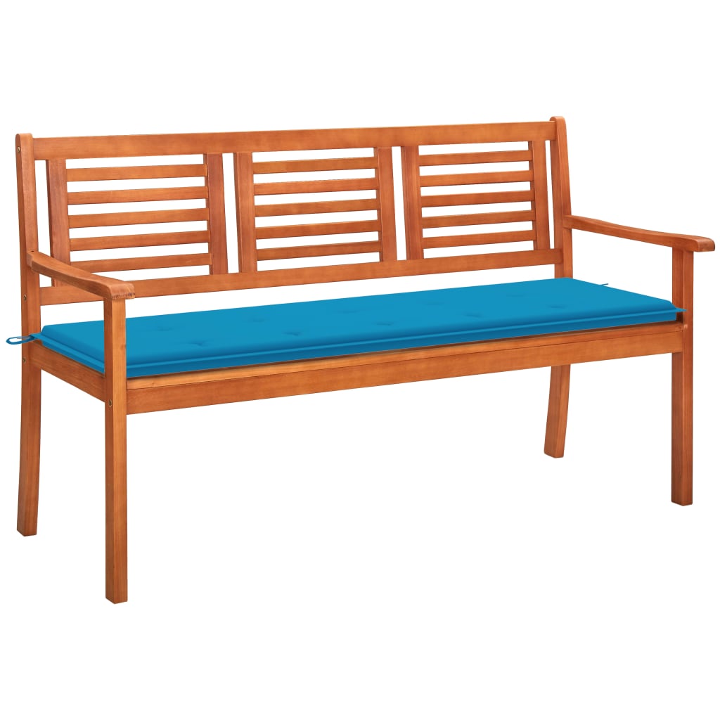Panchina Da Giardino E Cuscino 3 Posti 150cm Eucalipto Massello