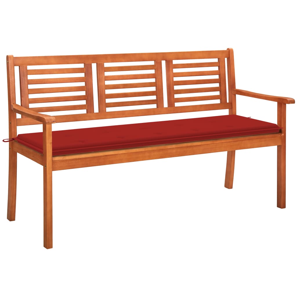 Panchina Da Giardino 3 Posti E Cuscino 150cm Massello Eucalipto