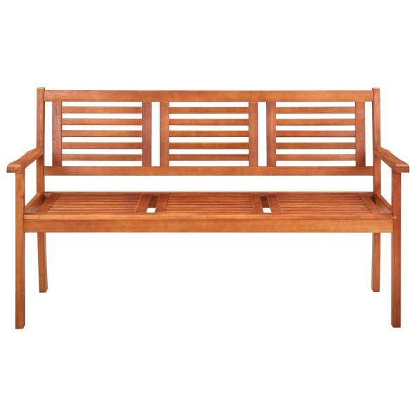 Panchina Da Giardino 3 Posti E Cuscino 150cm Massello Eucalipto - Image 3
