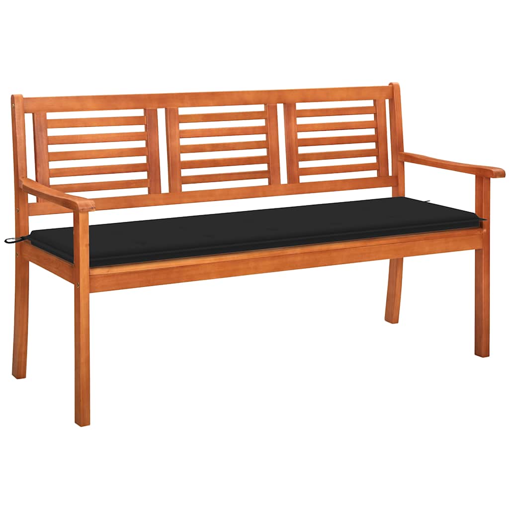 Panchina Da Giardino 3 Posti E Cuscino 150cm Massello Eucalipto
