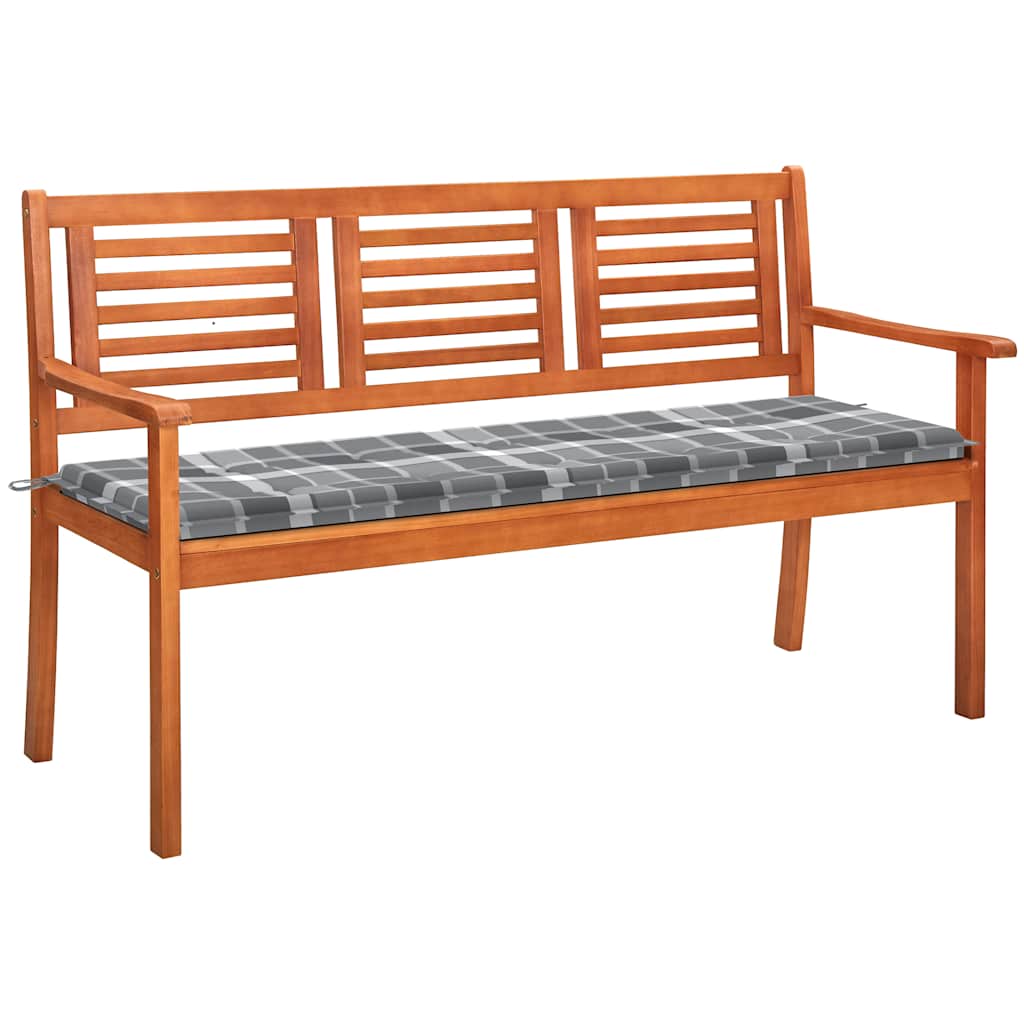Panchina Da Giardino 3 Posti E Cuscino 150cm Massello Eucalipto