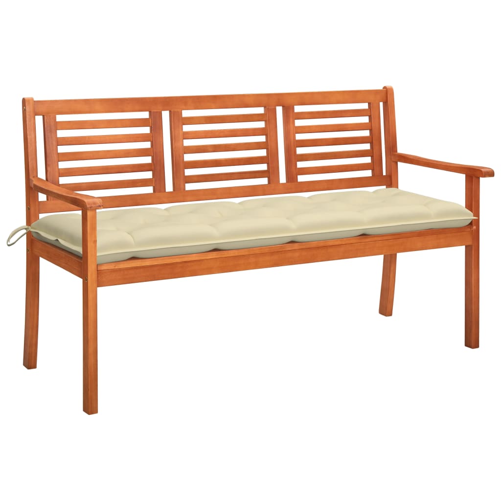 Panchina Da Giardino E Cuscino 3 Posti 150cm Eucalipto Massello