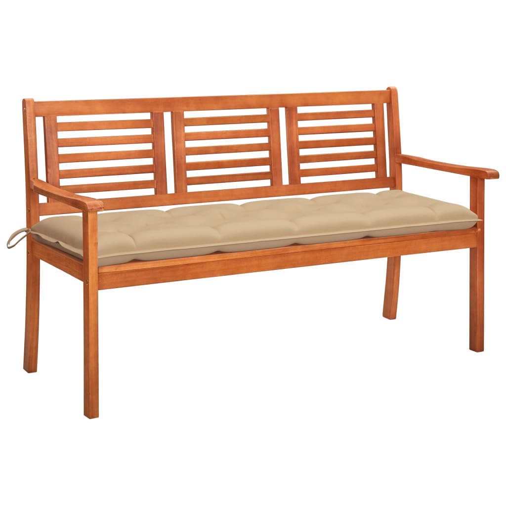Panchina Da Giardino E Cuscino 3 Posti 150cm Eucalipto Massello