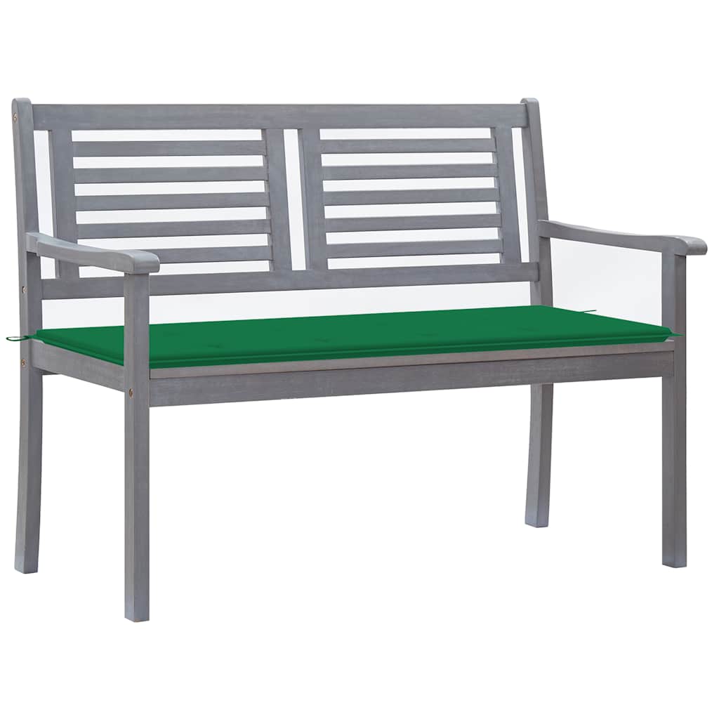 Panca Da Giardino 2 Posti Con Cuscino 120cm Grigia In Eucalipto
