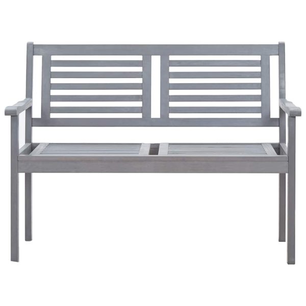 Panca Da Giardino 2 Posti Con Cuscino 120cm Grigia In Eucalipto - Image 3