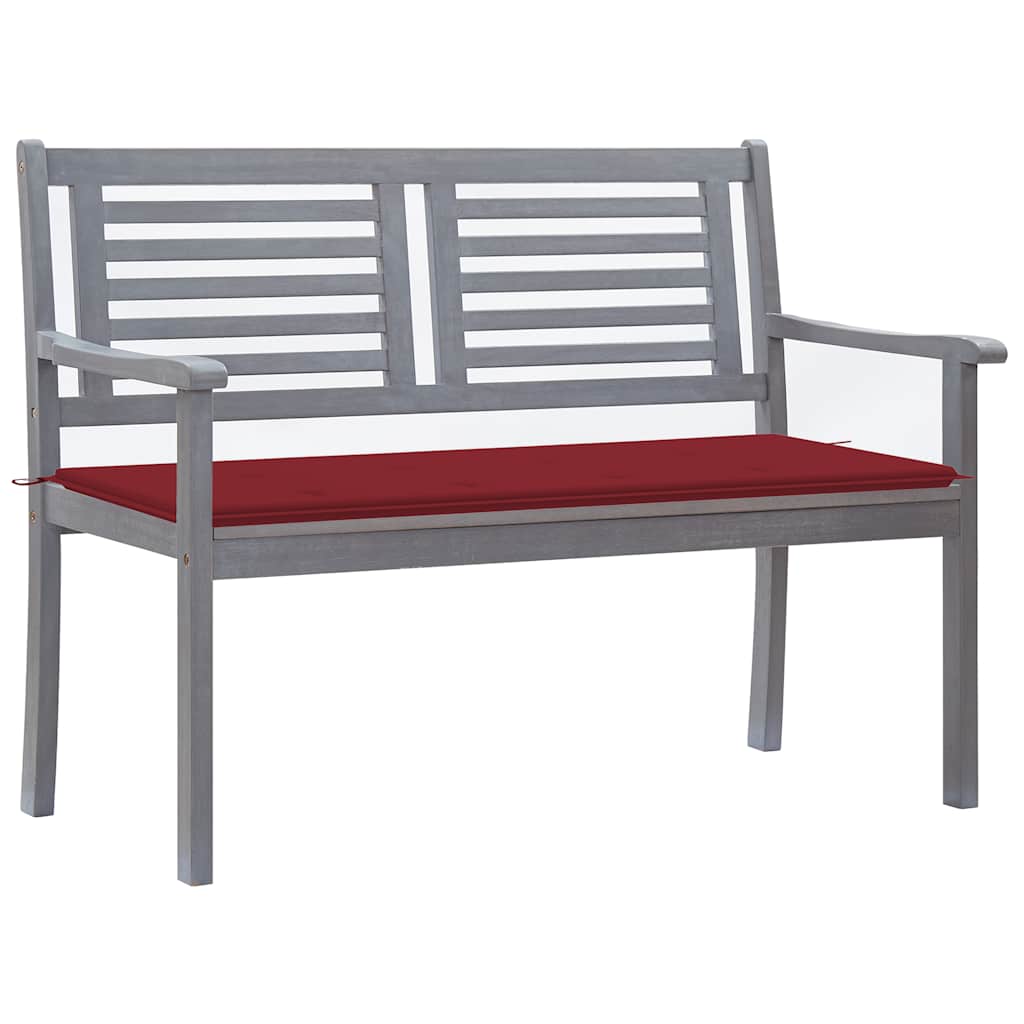 Panca Da Giardino 2 Posti Con Cuscino 120cm Grigia In Eucalipto