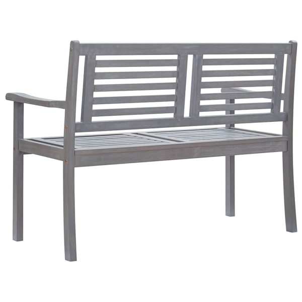 Panca Da Giardino 2 Posti Con Cuscino 120cm Grigia In Eucalipto - Image 4